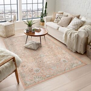Desire Rugs Maia Washable Floral Traditional Area Rug Non-Slip Living Room Hallway in Coral Size: 120 cm x 180 cm Coral 120 cm x 180 cm Desire Rugs Maia Washable Floral Traditional Area Rug Non-Slip Living Room Hallway in Coral Size: 120 cm x 180 cm Coral 120 cm x 180 cm