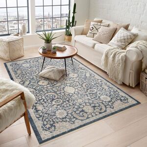 Desire Rugs Maia Washable Floral Traditional Area Rug Non-Slip Living Room Hallway in Navy Size: 120 cm x 180 cm Navy 120 cm x 180 cm Desire Rugs Maia Washable Floral Traditional Area Rug Non-Slip Living Room Hallway in Navy Size: 120 cm x 180 cm Navy 120 cm x 180 cm