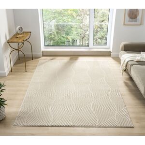 Desire Rugs Vellure Modern Living Room Area Rug Embossed Metallic Sheen Pyramid in Cream Size: 60 cm x 220 cm Cream 60 cm x 220 cm Desire Rugs Vellure Modern Living Room Area Rug Embossed Metallic Sheen Pyramid in Cream Size: 60 cm x 220 cm Cream 60 cm x 220 cm