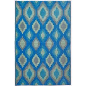 Homescapes Luxury Outdoor Rug Waterproof Reversible for Garden, Blue Amber Ikat Size: 150 cm x 240 cm Blue 150 cm x 240 cm Homescapes Luxury Outdoor Rug Waterproof Reversible for Garden, Blue Amber Ikat Size: 150 cm x 240 cm Blue 150 cm x 240 cm
