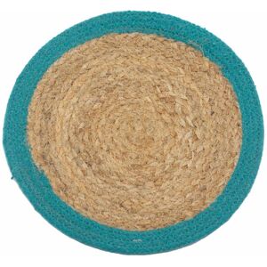 KDMD Place Mat - Jute & Cotton 30cm in Teal Teal KDMD Place Mat - Jute & Cotton 30cm in Teal Teal