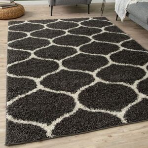 THE RUGS Moroccan Shaggy Rugs & Runners for Living Room Trellis Design in Dark Grey Size: 120 cm diameter Dark Grey 120 cm diameter THE RUGS Moroccan Shaggy Rugs & Runners for Living Room Trellis Design in Dark Grey Size: 120 cm diameter Dark Grey 120 cm diameter