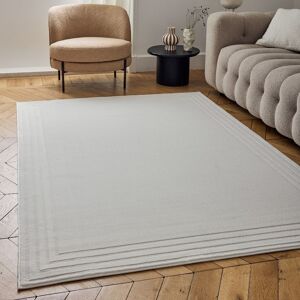 THE RUGS Carmel Modern Area Rugs & Runners Bordered Design Soft Pile in Cream Size: 160 cm x 230 cm Cream 160 cm x 230 cm THE RUGS Carmel Modern Area Rugs & Runners Bordered Design Soft Pile in Cream Size: 160 cm x 230 cm Cream 160 cm x 230 cm
