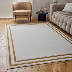 THE RUGS Carmel Modern Area Rugs & Runners Bordered Design Soft Pile in Gold Size: 160 cm x 230 cm Gold 160 cm x 230 cm THE RUGS Carmel Modern Area Rugs & Runners Bordered Design Soft Pile in Gold Size: 160 cm x 230 cm Gold 160 cm x 230 cm
