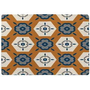 Benjamin Tate Design Rust Orange Background With Gray, Navy Blue & Beige Designer Rug in Natural Size: Large Natural Large Benjamin Tate Design Rust Orange Background With Gray, Navy Blue & Beige Designer Rug in Natural Size: Large Natural Large