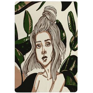 Benjamin Tate Design Young Woman In Tropical Leaves Designer Rug in Natural Size: Large Natural Large Benjamin Tate Design Young Woman In Tropical Leaves Designer Rug in Natural Size: Large Natural Large