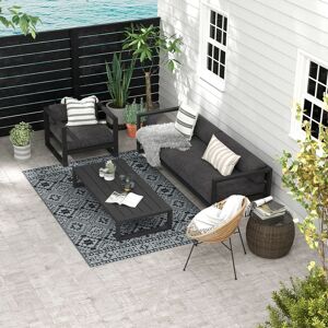 OUTSUNNY Reversible Waterproof Outdoor Rug W/ Carry Bag, 182 x 274cm in Black Size: 185 cm x 270 cm Black 185 cm x 270 cm OUTSUNNY Reversible Waterproof Outdoor Rug W/ Carry Bag, 182 x 274cm in Black Size: 185 cm x 270 cm Black 185 cm x 270 cm