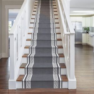 runrug Grey Key Stair Carpet Runner Size: 80 cm x 540 cm Grey 80 cm x 540 cm runrug Grey Key Stair Carpet Runner Size: 80 cm x 540 cm Grey 80 cm x 540 cm