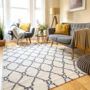Kukoon Cream Grey Modern Trellis Handwoven Natural Jute Area Rug Size: 190 cm x 280 cm Cream 190 cm x 280 cm Kukoon Cream Grey Modern Trellis Handwoven Natural Jute Area Rug Size: 190 cm x 280 cm Cream 190 cm x 280 cm