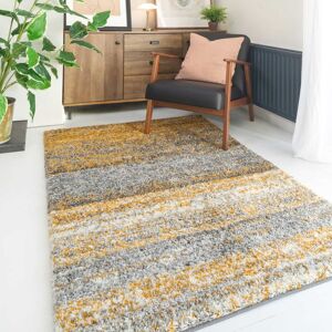 Kukoon Soft Shaggy Rugs Deep Pile Fluffy Yellow Stripe Bedroom Carpet Mat Size: 160 cm x 230 cm Yellow 160 cm x 230 cm Kukoon Soft Shaggy Rugs Deep Pile Fluffy Yellow Stripe Bedroom Carpet Mat Size: 160 cm x 230 cm Yellow 160 cm x 230 cm