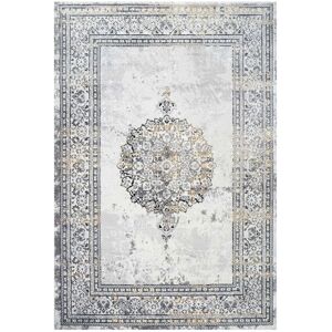 Kukoon Grey Gold Metallic Distressed Traditional Medallion Bordered Rug in Metallic Gold Size: 190 cm x 280 cm Metallic Gold 190 cm x 280 cm Kukoon Grey Gold Metallic Distressed Traditional Medallion Bordered Rug in Metallic Gold Size: 190 cm x 280 cm Metallic Gold 190 cm x 280 cm