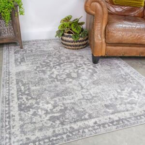 Kukoon Grey Traditional Medallion Bordered Living Area Rug in Mid Grey Size: 120 cm x 120 cm Mid Grey 120 cm x 120 cm Kukoon Grey Traditional Medallion Bordered Living Area Rug in Mid Grey Size: 120 cm x 120 cm Mid Grey 120 cm x 120 cm