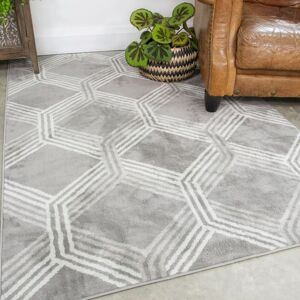 Kukoon Silver Grey Modern Geometric Living Area Rug in Mid Grey Size: 160 cm x 230 cm Mid Grey 160 cm x 230 cm Kukoon Silver Grey Modern Geometric Living Area Rug in Mid Grey Size: 160 cm x 230 cm Mid Grey 160 cm x 230 cm