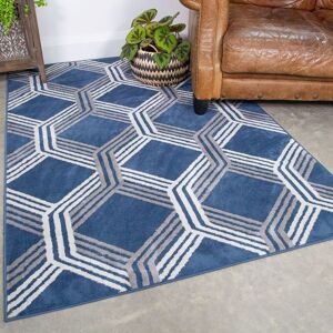Kukoon Navy Blue Grey Modern Geometric Living Area Rug Size: 160 cm x 230 cm Navy 160 cm x 230 cm Kukoon Navy Blue Grey Modern Geometric Living Area Rug Size: 160 cm x 230 cm Navy 160 cm x 230 cm