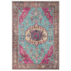 Kukoon Teal Pink Multicolour Distressed Persian Style Non Slip Washable Low Pile Rug in Fuchsia Size: 200 cm x 290 cm Fuchsia 200 cm x 290 cm Kukoon Teal Pink Multicolour Distressed Persian Style Non Slip Washable Low Pile Rug in Fuchsia Size: 200 cm x 290 cm Fuchsia 200 cm x 290 cm