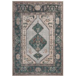 Kukoon Deep Green Cream Medallion Non Slip Washable Low Pile Rug Size: 200 cm x 290 cm Green 200 cm x 290 cm Kukoon Deep Green Cream Medallion Non Slip Washable Low Pile Rug Size: 200 cm x 290 cm Green 200 cm x 290 cm