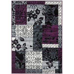 Kukoon Purple Black Grey Traditional Patchwork Living Area Rug Size: 120 cm x 170 cm Purple 120 cm x 170 cm Kukoon Purple Black Grey Traditional Patchwork Living Area Rug Size: 120 cm x 170 cm Purple 120 cm x 170 cm