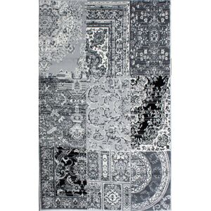 Kukoon Black Grey Monochrome Traditional Patchwork Living Area Rug Size: 120 cm x 170 cm Black 120 cm x 170 cm Kukoon Black Grey Monochrome Traditional Patchwork Living Area Rug Size: 120 cm x 170 cm Black 120 cm x 170 cm