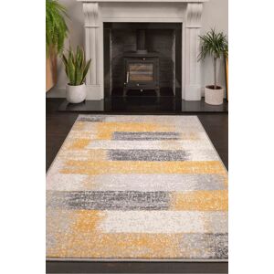 Kukoon Yellow Ochre Grey Distressed Striped Geometric patchwork Living room Area Rugs & Runner Size: 190 cm x 280 cm Yellow 190 cm x 280 cm Kukoon Yellow Ochre Grey Distressed Striped Geometric patchwork Living room Area Rugs & Runner Size: 190 cm x 280 cm Yellow 190 cm x 280 cm