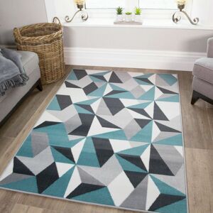 Kukoon Teal Blue Grey Diamond Geometric Living Area Rug Size: 190 cm x 280 cm Teal 190 cm x 280 cm Kukoon Teal Blue Grey Diamond Geometric Living Area Rug Size: 190 cm x 280 cm Teal 190 cm x 280 cm