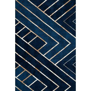 Kukoon Navy Blue Gold Art Deco Geometric Design Living Room Bedroom Area Rug Size: 160 cm x 230 cm Navy 160 cm x 230 cm Kukoon Navy Blue Gold Art Deco Geometric Design Living Room Bedroom Area Rug Size: 160 cm x 230 cm Navy 160 cm x 230 cm
