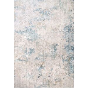 Kukoon Silver Blue Metallic Distressed Geometric Motif Low Pile Area Rug in Metallics Size: 190 cm x 280 cm Metallics 190 cm x 280 cm Kukoon Silver Blue Metallic Distressed Geometric Motif Low Pile Area Rug in Metallics Size: 190 cm x 280 cm Metallics 190 cm x 280 cm