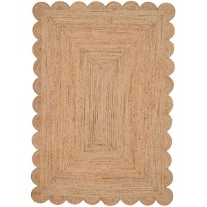 Kukoon Scalloped Trim Natural Handwoven Braided Jute Fireside Living Area Rug in Beige Size: 190 cm x 280 cm Beige 190 cm x 280 cm Kukoon Scalloped Trim Natural Handwoven Braided Jute Fireside Living Area Rug in Beige Size: 190 cm x 280 cm Beige 190 cm x 280 cm