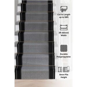 Kukoon Grey & Black Cut to Measure Stair Carpet Runner Rug Size: 60 cm x 1320 cm Grey 60 cm x 1320 cm Kukoon Grey & Black Cut to Measure Stair Carpet Runner Rug Size: 60 cm x 1320 cm Grey 60 cm x 1320 cm
