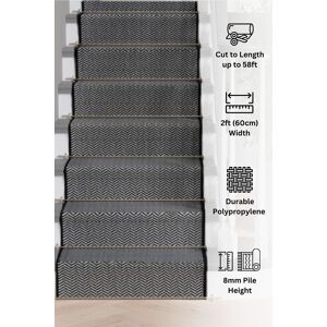 Kukoon Grey Herringbone Cut to Measure Stair Carpet Runner Rug Size: 60 cm x 1680 cm Grey 60 cm x 1680 cm Kukoon Grey Herringbone Cut to Measure Stair Carpet Runner Rug Size: 60 cm x 1680 cm Grey 60 cm x 1680 cm