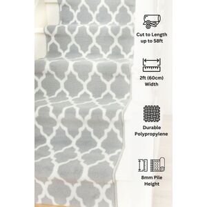 Kukoon Grey Trellis Cut to Measure Stair Carpet Runner Rug 60cm Wide Size: 60 cm x 420 cm Grey 60 cm x 420 cm Kukoon Grey Trellis Cut to Measure Stair Carpet Runner Rug 60cm Wide Size: 60 cm x 420 cm Grey 60 cm x 420 cm
