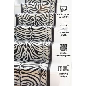 Kukoon Black & White Zebra Print Cut to Measure Stair Carpet Runner Rug 60cm Wide Size: 60 cm x 870 cm Black 60 cm x 870 cm Kukoon Black & White Zebra Print Cut to Measure Stair Carpet Runner Rug 60cm Wide Size: 60 cm x 870 cm Black 60 cm x 870 cm