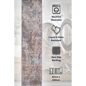 Kukoon Washable Runner Rug Grey Abstract Long Hallway Carpet Mat 60cm x 240cm in Metallics Size: 60 cm x 240 cm Metallics 60 cm x 240 cm Kukoon Washable Runner Rug Grey Abstract Long Hallway Carpet Mat 60cm x 240cm in Metallics Size: 60 cm x 240 cm Metallics 60 cm x 240 cm