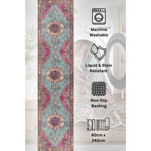 Kukoon Washable Runner Rug Teal Maximalist Long Hallway Carpet Mat 60cm x 240cm in Fuchsia Size: 60 cm x 240 cm Fuchsia 60 cm x 240 cm Kukoon Washable Runner Rug Teal Maximalist Long Hallway Carpet Mat 60cm x 240cm in Fuchsia Size: 60 cm x 240 cm Fuchsia 60 cm x 240 cm