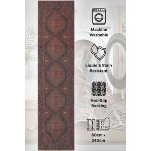 Kukoon Washable Runner Rug Burgundy Brown Long Hallway Carpet Mat 60cm x 240cm in Maroon Size: 60 cm x 240 cm Maroon 60 cm x 240 cm Kukoon Washable Runner Rug Burgundy Brown Long Hallway Carpet Mat 60cm x 240cm in Maroon Size: 60 cm x 240 cm Maroon 60 cm x 240 cm