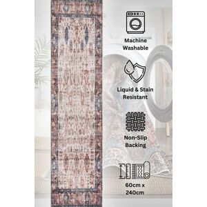 Kukoon Washable Runner Rug Beige Floral Long Hallway Carpet Mat 60cm x 240cm Size: 60 cm x 240 cm Beige 60 cm x 240 cm Kukoon Washable Runner Rug Beige Floral Long Hallway Carpet Mat 60cm x 240cm Size: 60 cm x 240 cm Beige 60 cm x 240 cm