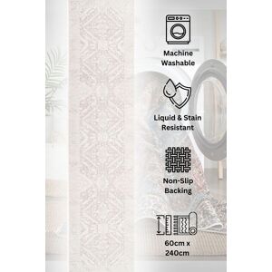 Kukoon Washable Runner Rug Beige Aztec Long Hallway Carpet Mat 60cm x 240cm Size: 60 cm x 240 cm Beige 60 cm x 240 cm Kukoon Washable Runner Rug Beige Aztec Long Hallway Carpet Mat 60cm x 240cm Size: 60 cm x 240 cm Beige 60 cm x 240 cm