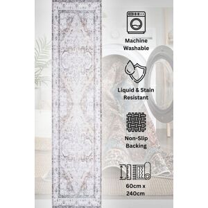 Kukoon Washable Runner Rug Beige Bordered Long Hallway Carpet Mat 80cm x 300cm in Grey Size: 80 cm x 300 cm Grey 80 cm x 300 cm Kukoon Washable Runner Rug Beige Bordered Long Hallway Carpet Mat 80cm x 300cm in Grey Size: 80 cm x 300 cm Grey 80 cm x 300 cm