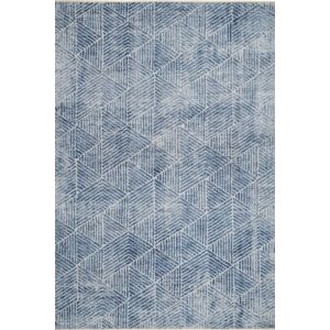 Kukoon Denim Blue Geometric Distressed Washable Living Room Area Rug in Mid Blue Size: 200 cm x 290 cm Mid Blue 200 cm x 290 cm Kukoon Denim Blue Geometric Distressed Washable Living Room Area Rug in Mid Blue Size: 200 cm x 290 cm Mid Blue 200 cm x 290 cm