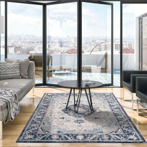 THE RUGS Oriental Vintage Design Area Rug in Beige & Navy Blue Non-Shedding Short Pile Stain-Resistant Soft Carpet in Medallion Style for Living Room Blue 80 cm x 150 cm THE RUGS Oriental Vintage Design Area Rug in Beige & Navy Blue Non-Shedding Short Pile Stain-Resistant Soft Carpet in Medallion Style for Living Room Blue 80 cm x 150 cm