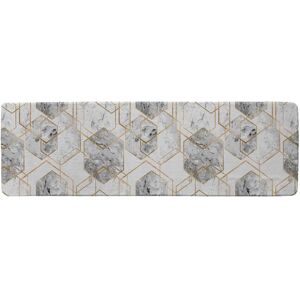 Benjamin Tate Design Geometric Marble Pattern With Gold Glitter Runner Rug in Natural Size: 67 cm x 230 cm Natural 67 cm x 230 cm Benjamin Tate Design Geometric Marble Pattern With Gold Glitter Runner Rug in Natural Size: 67 cm x 230 cm Natural 67 cm x 230 cm