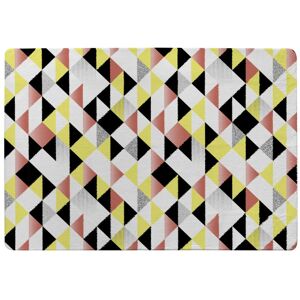 Benjamin Tate Design Yellow Pink & Black Geometric Pattern Rug in Natural Size: Large Natural Large Benjamin Tate Design Yellow Pink & Black Geometric Pattern Rug in Natural Size: Large Natural Large