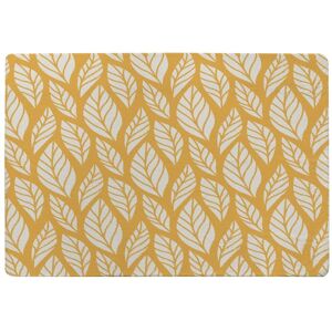 Benjamin Tate Design White Leaf Pattern On Orange Rug in Natural Size: Large Natural Large Benjamin Tate Design White Leaf Pattern On Orange Rug in Natural Size: Large Natural Large