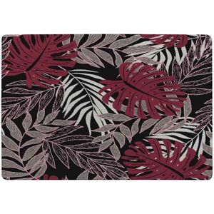 Benjamin Tate Design Tropical Leaves In Red White & Grey Rug in Natural Size: Large Natural Large Benjamin Tate Design Tropical Leaves In Red White & Grey Rug in Natural Size: Large Natural Large
