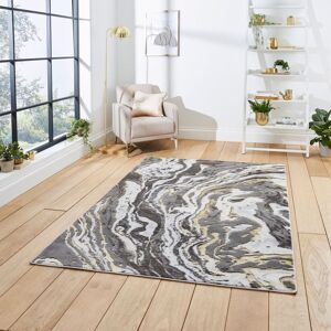 The Rug Shop UK Abstract 8mm Thick Grey Gold Modern Easy to Clean Stain-Resistant Rug Size: 80 cm x 150 cm Grey 80 cm x 150 cm The Rug Shop UK Abstract 8mm Thick Grey Gold Modern Easy to Clean Stain-Resistant Rug Size: 80 cm x 150 cm Grey 80 cm x 150 cm