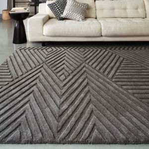 The Rug Shop UK Wool Handmade Modern Geometric Easy To Clean Charcoal Area Rug Size: 160 cm x 230 cm Charcoal 160 cm x 230 cm The Rug Shop UK Wool Handmade Modern Geometric Easy To Clean Charcoal Area Rug Size: 160 cm x 230 cm Charcoal 160 cm x 230 cm