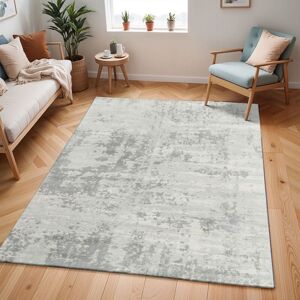 The Rug Shop UK Grey Ivory Modern Rug, Abstract Stain Resistant Easy to Clean Rug Size: 80 cm x 150 cm Grey 80 cm x 150 cm The Rug Shop UK Grey Ivory Modern Rug, Abstract Stain Resistant Easy to Clean Rug Size: 80 cm x 150 cm Grey 80 cm x 150 cm