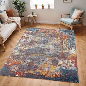 The Rug Shop UK Blue Grey Mustard Modern Abstract Stain Resistant Easy to Clean Rug Size: 140 cm x 200 cm Blue 140 cm x 200 cm The Rug Shop UK Blue Grey Mustard Modern Abstract Stain Resistant Easy to Clean Rug Size: 140 cm x 200 cm Blue 140 cm x 200 cm