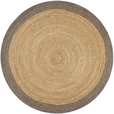 Berkfield Home Handmade Rug Jute with Grey Border 120 cm Size: 100 cm diameter Grey 100 cm diameter Berkfield Home Handmade Rug Jute with Grey Border 120 cm Size: 100 cm diameter Grey 100 cm diameter