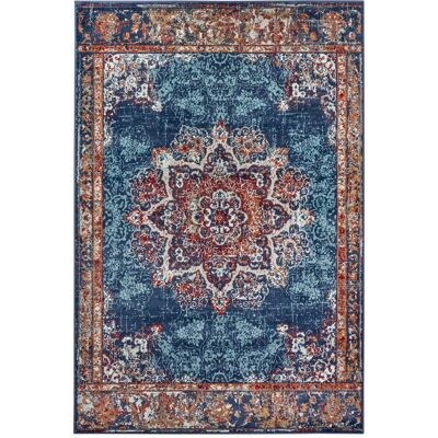 THE RUGS Orient Maderno Medallion Rug Polypropylene 0.8cm Pile Vacuum Safe in Blue Size: 80 cm x 240 cm Blue 80 cm x 240 cm THE RUGS Orient Maderno Medallion Rug Polypropylene 0.8cm Pile Vacuum Safe in Blue Size: 80 cm x 240 cm Blue 80 cm x 240 cm