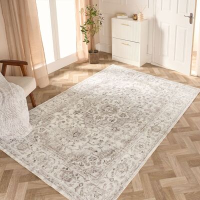 OHS Vintage Print Washable Rug Non Slip Floor Carpet Area Mat Runners in Natural Size: 80 cm x 150 cm Natural 80 cm x 150 cm OHS Vintage Print Washable Rug Non Slip Floor Carpet Area Mat Runners in Natural Size: 80 cm x 150 cm Natural 80 cm x 150 cm